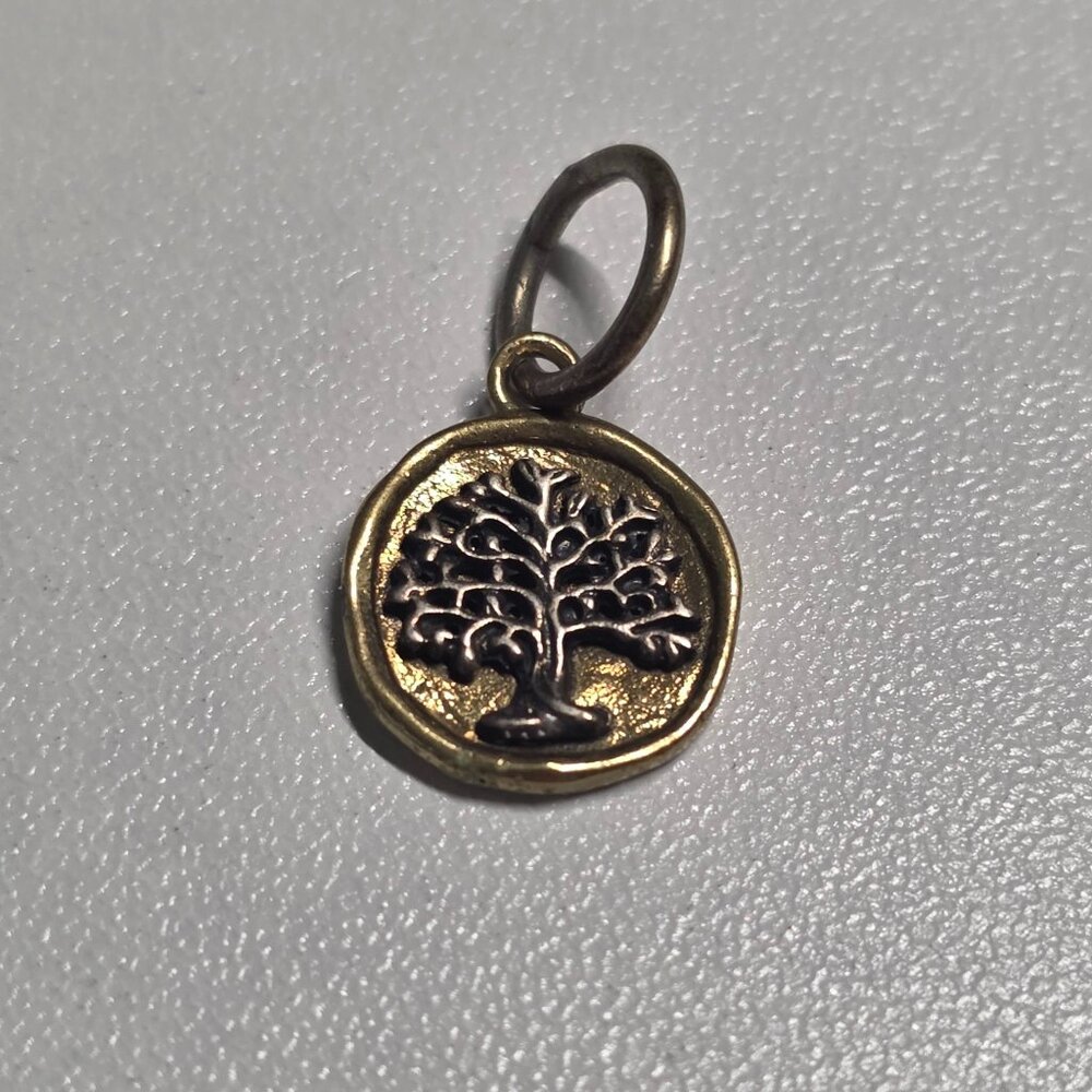 Retired Tree of Life Waxing Poetic Brass & Sterling Silver Charm